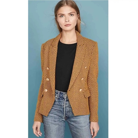 L'AGENCE Jackets & Blazers - L’agence Kenzie double breasted gold blazer size 10